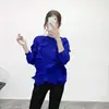 Top plisado Lily para mujer, manga tres cuartos, plisado de rombos, corte holgado, jersey adelgazante, camiseta talla grande, top plisado para mujer