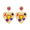 Pendientes de aleación con pintura en forma de corazón creativos personalizados europeos y americanos, pendientes de cristal de vidrio de celebridades de Internet exagerados, suministro transfronterizo