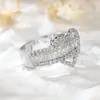 AliExpress shein anel retangular branco coração de diamante formato de coração Coringa anel delicado de luxo leve atacado uma geração de cabelo