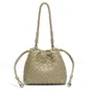 Bolso de mujer tejido de comercio exterior nuevo, bolso de hombro y bandolera para el trabajo, bolso de alta gama tipo 'bolsa de dumpling', bolso de mano tipo bolsa de la suerte con cordón