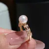 Accesorios DIY Plata de Ley S925 Exquisito Moderno Anillo de Perla Montura Producto Semiacabado Montura de Anillo Hecha a Mano Abrible 7-10 mm