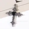 [preto fosco] água-viva borboleta cruz liga diamante pingente diy material artesanal brincos colar acessórios