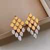 Pendientes de Empalme de Rombos de Circonita Europeos y Americanos Transfronterizos Aguja de Plata, Lujo Ligero, Pendientes de Gama Alta, Modernos, Únicos, Pendientes Sencillos para Mujer