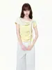Camiseta de manga corta de un solo hombro color crema inspirada en la dopamina con lazo para mujer, nueva colección de verano 2026, top sexy sin hombros