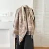 Cachecol estilo zoológico em falso cashmere para mulheres, novo modelo outono e inverno, xale de moda europeu e americano transfronteiriço, aquecedor de pescoço com franjas longas, atacado