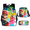 Mochila de Liberación Rápida Transfronteriza de Dibujos Animados de Mario para Estudiantes de Primaria y Secundaria Bolsa Escolar de Tres Piezas Mochila Bolso de Hombro Estuche para Lápices Venta al por Mayor