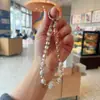 Cadena de Cristal con Cuentas Hecha a Mano para Teléfono Móvil de Celebridad de Internet para Mujeres, Llavero Exquisito y de Alta Gama Junta de Llavero Cadena Corta para Colgar el Teléfono Móvil en la Muñeca