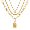 Nuevo Estilo Retro Francés Ins Viento Frío Exagerada Cadena Gruesa de Tres Capas Perla de Agua Dulce Natural Desmontable Usar Collar