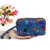 Porta-moedas Feminino Longo Tecido Clutch Três Camadas Zíper Carteira Feminina Grande Capacidade Bolsa para Celular
