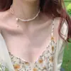 Collar de flor de perla artificial de doble capa para mujer, diseño de moda estilo coreano, cadena para la clavícula de lirio, accesorios de collar de celebridad de internet