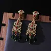Estilo Palacio Retro Exquisito Patrón de Lirio Borla de Diamante Nicho Moda Elegantes Pendientes de Gama Alta Joyería Medieval