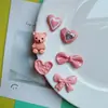 Accesorios de resina con lazo rosa en forma de corazón, pegamento en crema para fundas de teléfono, materiales para horquillas, materiales para parches de zapatos tipo zueco.