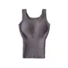 Camisola de Felpa para Mujer, Forro de Vellón de Terciopelo de Cordero, Capa Base Cálida, Otoño e Invierno, con Almohadillas para el Pecho, No Necesita Usar Sujetador, Ropa Interior Todo en Uno