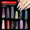 Molde de Uñas de Cristal Transfronterizo Papel de Extensión Colorido Bandeja sin Papel Pieza de Uña de Extensión Rápida para Fototerapia Caja de 288 Piezas Set de Película para Uñas