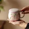 Taza de Té de Flor de Glicina Pura Pintada a Mano por Miyan Cerámica Separación de Agua y Té Taza de Té con Filtro de Revestimiento Taza de Oficina con Buena Apariencia
