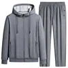 Traje deportivo casual de dos piezas para hombre, primavera y otoño, transpirable, algodón puro, corte holgado, talla grande, suéter cárdigan moderno y pantalones