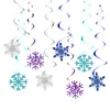 Set de decoración para fiesta de cumpleaños infantil con temática de Frozen, con platos de papel de copo de nieve, adornos para cupcakes y suministros para decoración de pancartas