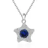 Colar Cruzado Europeu e Americano de Prata Esterlina S925 com Doze Pedras de Nascimento Estrela-do-Mar para Mulheres Moda Amazon Pingente de Estrela Corrente da Clavícula