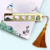 Marcador de página de liga metálica estilo chinês impressão colorida borla requintada régua marcador de página material escolar área cênica produtos criativos atacado