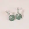 Yuebao Joias Jade Azul Água Prata Esterlina S925 Fivela de Segurança Ponto Quadrado Vazado Estilo Chinês Brincos de Prata Stud Fábrica
