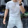2024 Nova Moda Verão Europeia Moda Masculina De Manga Curta Camisa De Gola Alta Confortável Respirável Algodão Mercerizado Masculino Meia Manga Longa