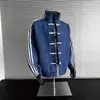 Chaqueta casual de tres rayas estilo chino con botones para hombre, de comercio exterior, para primavera y otoño, de alta gama, con cuello alto, tipo béisbol, deportiva