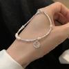 Pulsera de plata rota con perla de personaje Fu para niñas, nueva moda de nicho de estilo chino, lujo ligero, todo a juego, exquisita joyería de mano, gran sentido