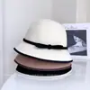 Chapéu de Pescador em Lã Australiana com Laço Colorido Contrastante para Mulheres, Chapéu de Balde Casual Elegante e Versátil para o Inverno
