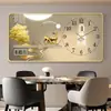 Calendário Perpétuo Ano Novo Estilo Novo Pintura Decorativa com Relógio Relógio Eletrônico Relógio de Parede Sem Necessidade de Furar Sala de Estar Relógio Silencioso Pendurado na Parede
