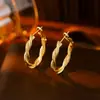 Pendientes de Aro Elegantes Franceses Retorcidos Brillantes para Mujer, Diseño Minimalista Único, Pendientes Redondos Geométricos Versátiles