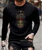 Camiseta de Manga Larga Lavada con Cuello Redondo, Estilo Vintage Desgastado, Estampado Digital para Hombre, 2026, Transfronteriza, en Amazon
