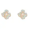 Pendientes de Flor Pintados en Spray de Perlas de Imitación con Aguja Plateada Estilo Retro Pendientes de Nicho Estilo Palacio Francés Pendientes Elegantes de Gama Alta para Mujer