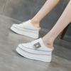 Tenis Blancos para Mujer con Suelas Gruesas, Nuevo Estilo Primavera 2026, Zapatos de Plataforma con Aumento Oculto de Altura, Talla Pequeña, Zapatos sin Cordones de Punta Cerrada para Mujer