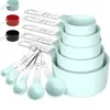 Venta Caliente de Amazon Juego de Tazas y Cucharas Medidoras de Acero Inoxidable y Plástico Set de 10 Piezas Herramientas para Hornear Utensilios de Cocina Hogar