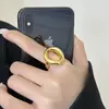 Anillo Minimalista Hueco de Círculo Irregular para Mujer, Estilo Geométrico Fresco, Anillo Abierto Versátil Apilable, Anillo Único para el Dedo Índice