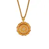 Nuevo Collar de Oro Arena Vietnamita con Nuevo Colgante de Brújula de Ocho Tesoros Giratoria Incrustada de Diamantes Estilo Chino, Joyería de Imitación Oro Estilo Palacio