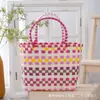 Bolso Tejido Colorido de Moda en Colores Macaron, Regalo para el Día del Niño, Bolso Tejido Dopamina para Estudiantes, Transfronterizo