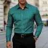 Nueva camisa de rayas de manga larga para hombre para primavera y otoño, holgada y casual, se puede personalizar con tu propio diseño