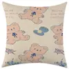 Funda de Almohada de Oso de Dibujos Animados Nueva Temu Transfronteriza Animal de Dibujos Animados Lino Cojín Lumbar Etiqueta Jit Dropshipping