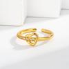 Anel de diamantes em linha de amor, anel de diamantes para mulheres, moda de luxo leve, simples, vento frio, oco em forma de coração, anel de falange, atacado