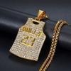 Collar con colgante de camiseta de baloncesto Jordan 23 de la marca BULLS Gold Diamond de Hip Hop