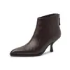 Botines de Moda Femeninos de Tacón Alto de 7 cm 2026 Otoño/Invierno Nuevas Llegadas Punta Puntiaguda Tacón de Aguja Cremallera Trasera Botines Cortos Botas para Mujer