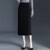 Saia bodycon de cashmere da moda para mulheres, novo estilo outono e inverno 2026, cintura alta, modeladora, comprimento médio, elegante, saia reta justa ao corpo