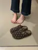 Lenço de Cabeça Retro Francês de Nicho com Bolinhas Chinelos para Roupa Externa 2026 Novo Estilo Fada Sola Grossa Chinelos Meio Chinelo Slip-on Preguiçoso