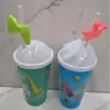 Taza de Plástico PP para Bebidas Diarias en Casa con Ventosa, Patrón de Dibujos Animados para Niños, Taza de Agua Linda para Exteriores