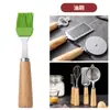 Juego de Utensilios de Cocina con Mango de Madera Maciza, Pelador de Acero Inoxidable, Juego de Repostería Varios, Cuchillo para Queso de Pizza, Cortador de Masa