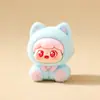 Gato flocado niña sentada moda juego muñeca linda diy adornos de escritorio tiembla en vivo bolsa ciega caja ciega al por mayor