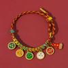 Pulsera de los Cinco Dioses de la Riqueza Estilo Tíbet, Pulsera Tejida a Mano Nudo Flor de Durazno, Cuerda Multicolor Estilo Étnico, Cuerda Roja Estilo Nuevo Chino DIY