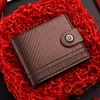 Billetera delgada para hombre con hebilla corta, comercio exterior transfronterizo, billetera de gran capacidad con múltiples tarjetas, billetera para hombre con patrón de fibra de carbono