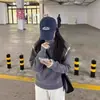 Suéter Pulôver Cinza Gola Alta Meio Zíper Estilo Academia Japonesa Transfronteiriço Feminino Outono Inverno Espessado Preguiçoso Solto Tricô